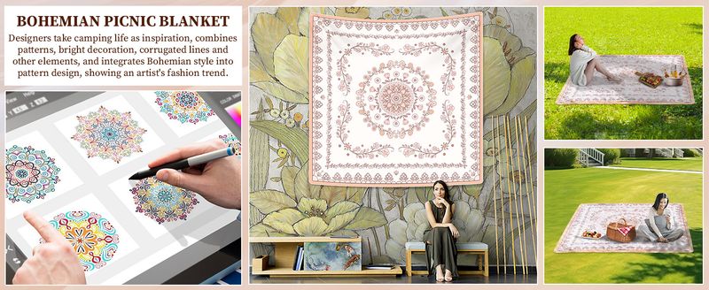 aoole Bohemian Mat, 79" extra grote picknickmat voor buiten, wasbaar en opvouwbaar, geschikt voor_voghion.com