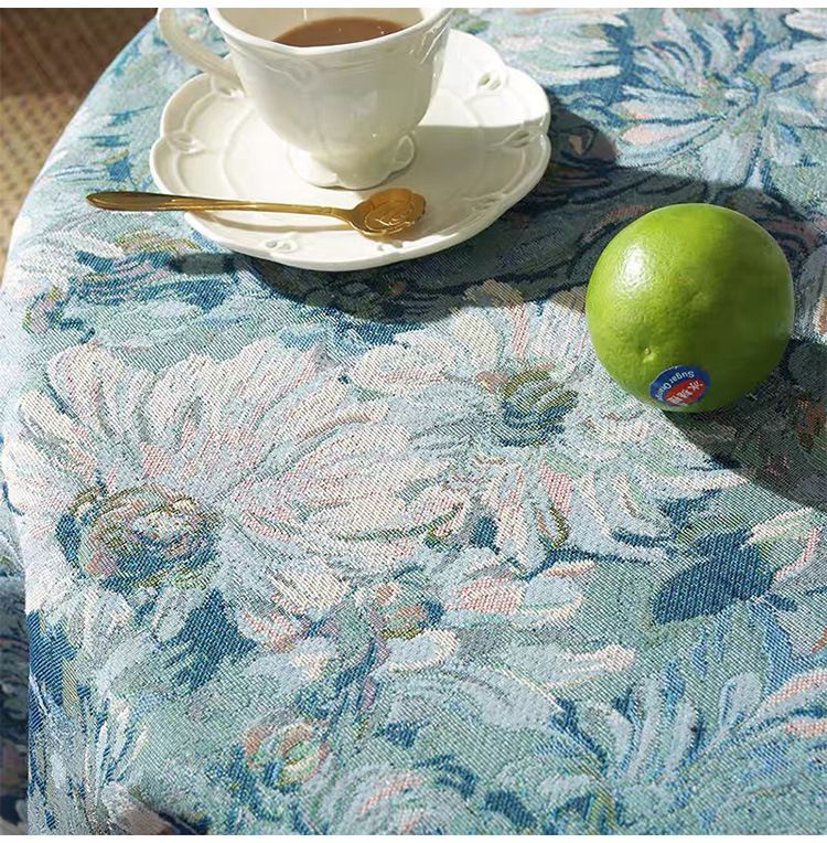 Bohemian Woven Tablecloth - Ethnic Geometric Print (Round/Rectangle Cotton-Linen Blend Washable Table Runner/Bed Throw)_voghion.com