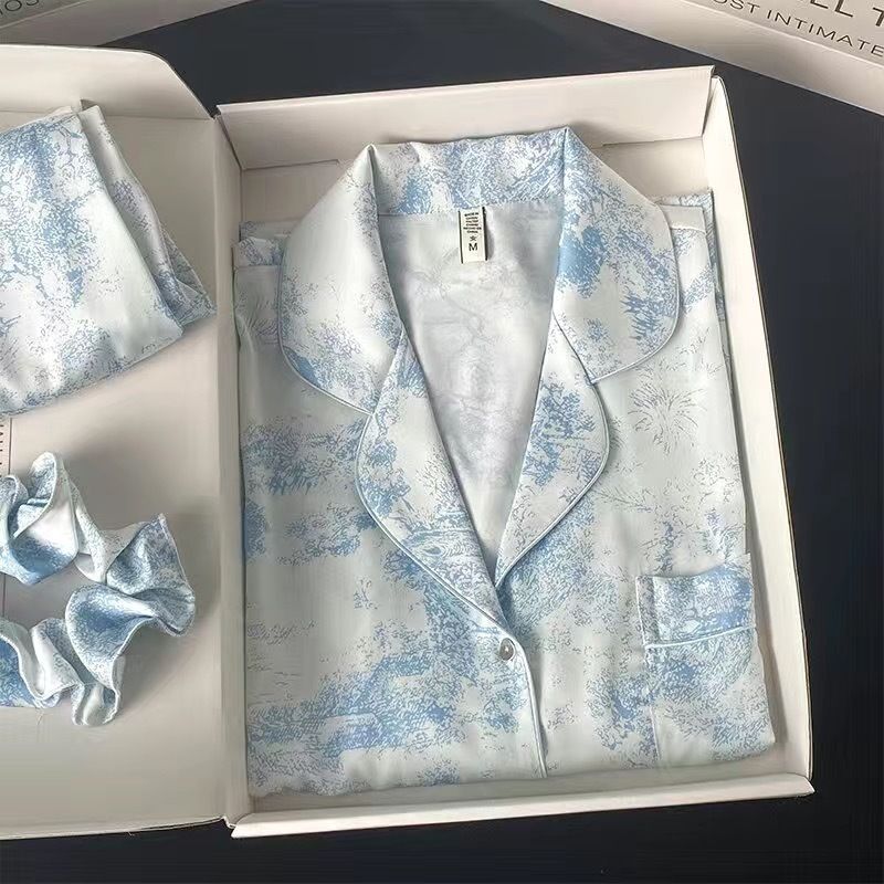 2025 Neue High-End-Nachtwäsche: Langarm-Dünnversion für Damen im Frühling und Herbst, zweiteiliges Heimkleidungsset aus Seide_voghion.com