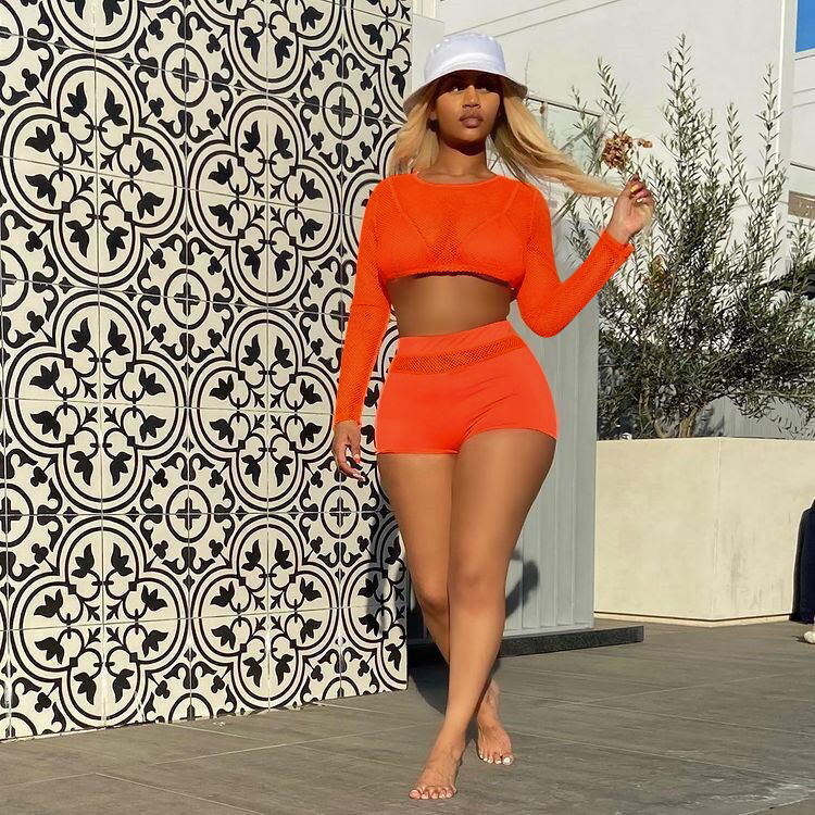 Women's ventilated ventilated leisure sports two-piece set_voghion.com