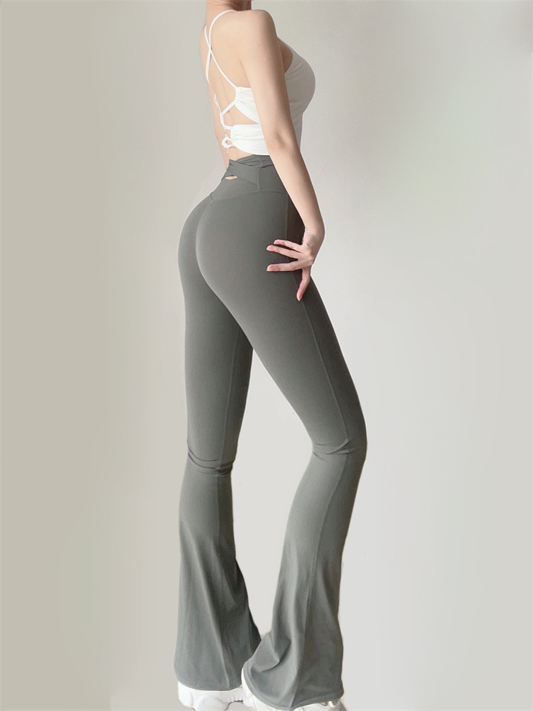 Pantaloni micro-evazați strâmți pentru femei, pentru primăvară și toamnă, cu talie înaltă, croială slim, pantaloni de yoga fitness_voghion.com