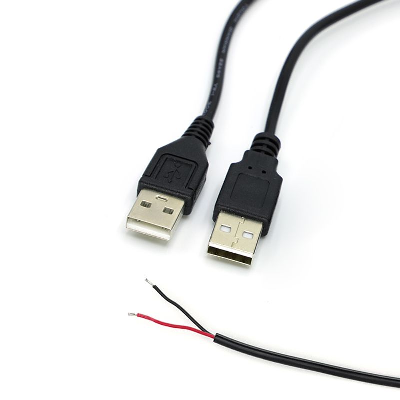 5V USB 2.0 Pin 2 Wire DIY USB Male Jack Power Charge Extension Cable Cord 0.3m/1m/2m Connector Adapter_voghion.com