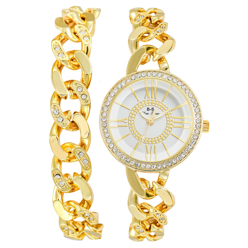Orologio al quarzo da donna con bracciale tempestato di diamanti_voghion.com