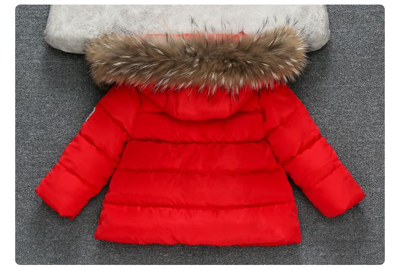 "Kinder Winterjacke – Dicker Baumwoll-Wattierungsmantel mit Pelzkragen (80-140cm) – Weiß/Rot/Schwarz"_voghion.com