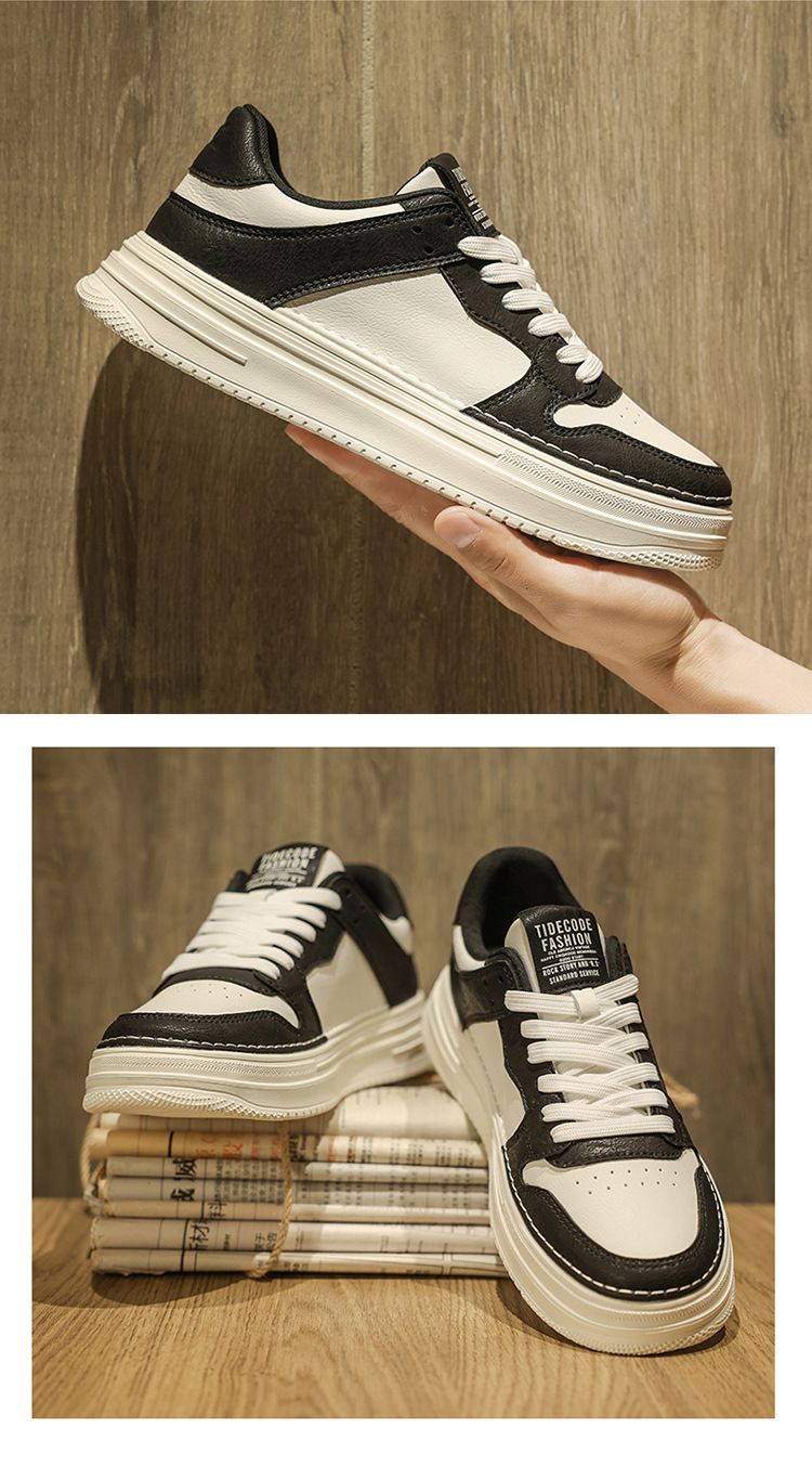 All White Board Shoes Men's Waterproof Casual Leather Shoes Sports Increase Thick Sole Small White Fashion Shoes_voghion.com