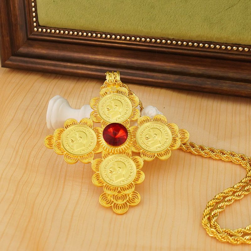 Ethiopian Cross Jewelry Pendant Gold Eritrean Traditional Wedding_voghion.com