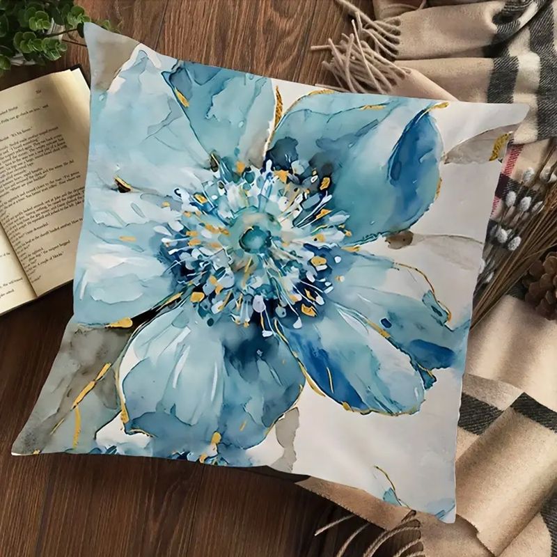 Taie d'oreiller décorative vintage à motif de papillon et de fleur bleue, vente à chaud transfrontalière, pour salon, chambre à coucher, canapé_voghion.com