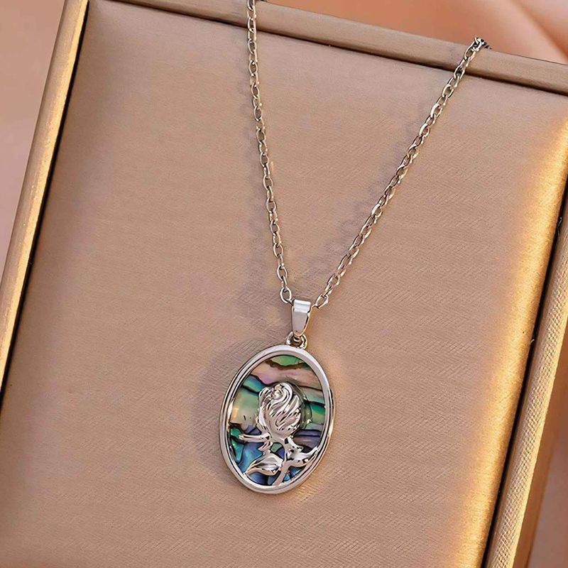 Titanium steel does not fade necklace Europe and the United States shell butterfly fishtail moon light luxury clavicle chain all senior sense necklace_voghion.com
