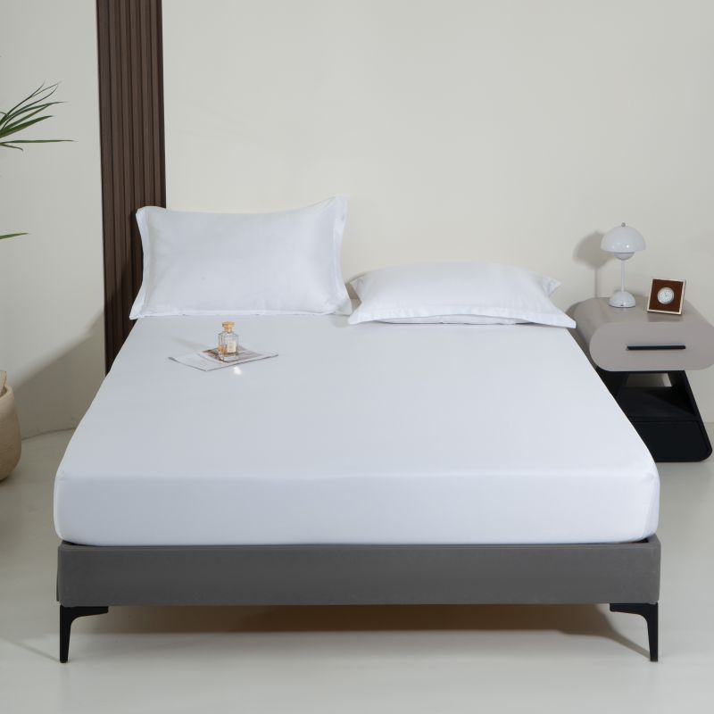 Drap de lit uni en Tencel lavé, 1 pièce, en soie glacée fraîche, protège-matelas en soie_voghion.com