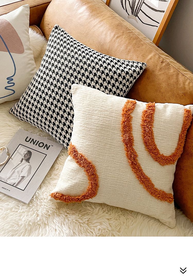 Federa per cuscino trapuntata ispirata a Picasso in stile nordico - 45x45 cm - Federa per cuscino con volto astratto e motivi geometrici - Decorazione per divano in ciniglia e tela in stile bohémien_voghion.com