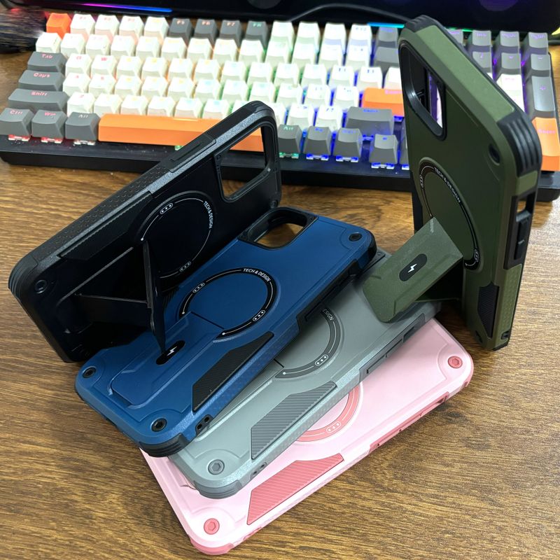 For 12 13 14 15 Plus Pro Max Case, Compatible with MagSafe, Kickstand Built in Invisible Stand Protective Phone Case_voghion.com