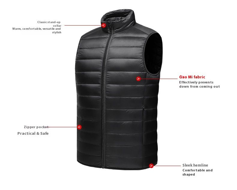 2025 Gilet leggero da uomo, corto, invernale, con collo alto, alla moda, in piumino, da uomo, tendenza_voghion.com