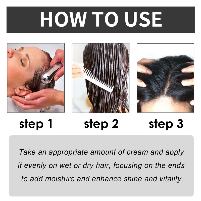 OUHOE Cream Repairs Dry Damaged Tail, Massages the scalp Deep Moisturizing, Smooth and Beautiful Hair Care_voghion.com