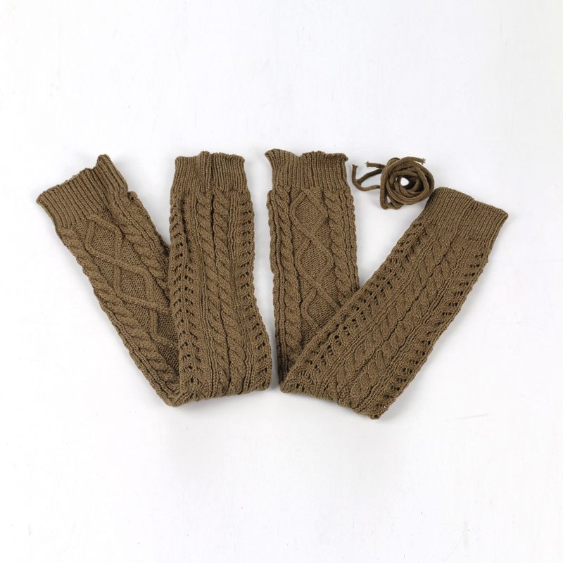 Grenzüberschreitende Fußwärmerstrümpfe aus Schurwolle Herbst- und Winter-Overknee-Socken in Volltonfarbe Europäische und amerikanische lange Schnürsocken für Damen_voghion.com