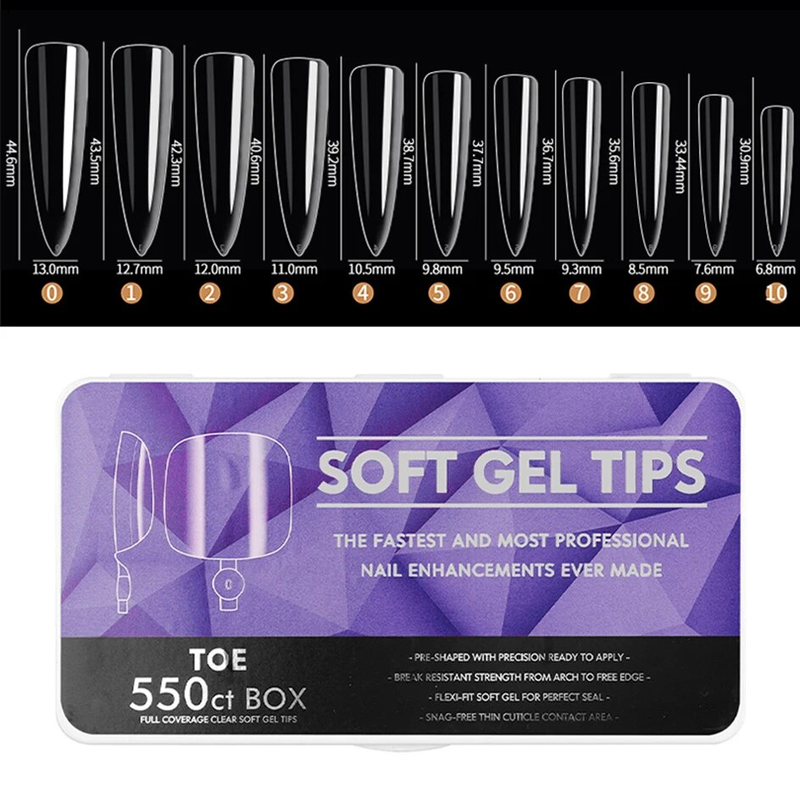 Arte Clavo Clear Medium Long Almond Nail Tips Kit Μαλακό Gel Συμβουλές Πλήρους κάλυψης Soak Off Nail Extension Gel Tips False Press on Nails_voghion.com