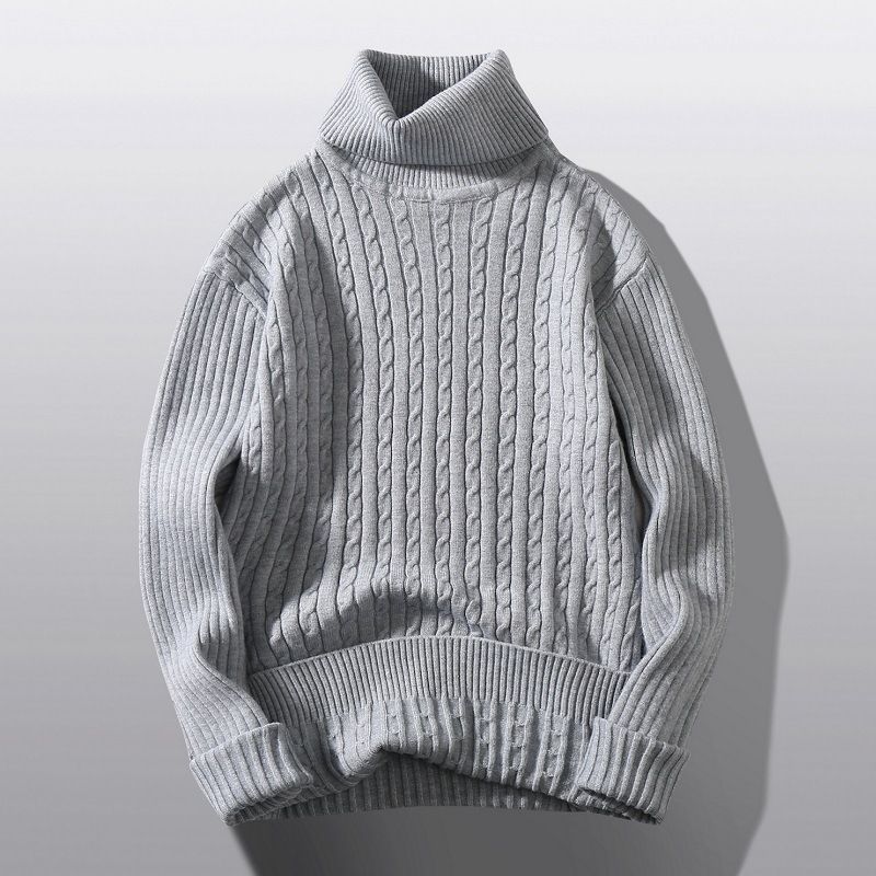 Men's Clothing Autumn And Winter Running Volume Sweater Men's High Collar Pullover New Flower Sweater Casual Knit Sweater Bottom Line Sweater Spot_voghion.com