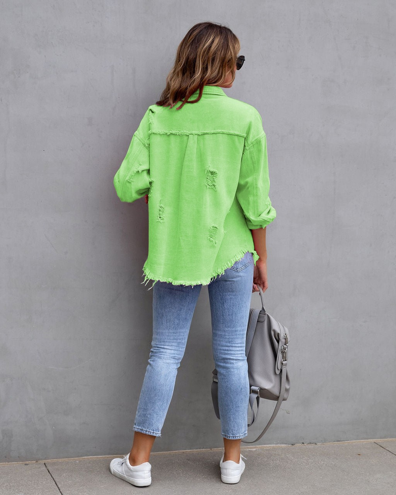 Lusumily Nueva Camisa Vaquera Estilo Primavera Otoño para Mujer Abrigo de Jean Casual para Mujer Ropa de Abrigo para Vacaciones Abrigo de Dama Estudiante_voghion.com
