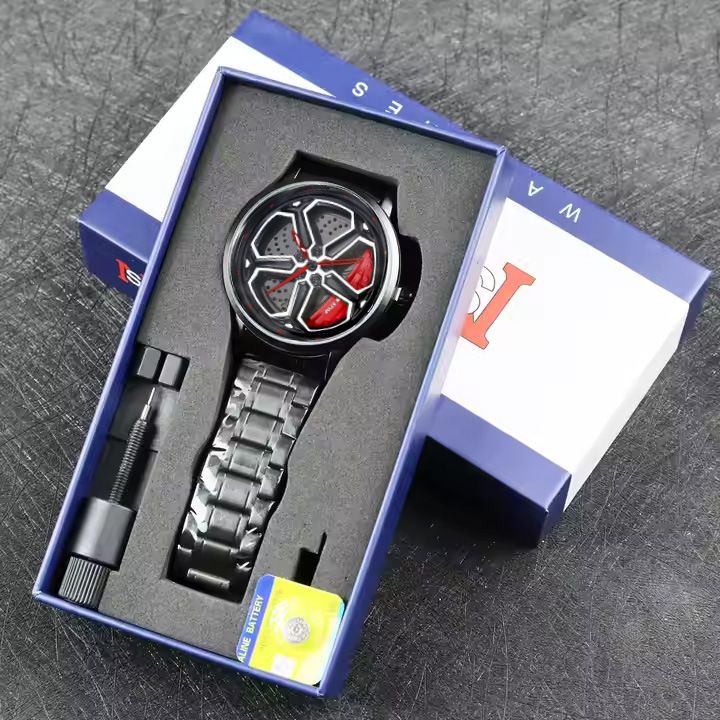 Fashionable And Cool Men's Watch Wheel Rotating Male Student Hollow Quartz Watch Box_voghion.com