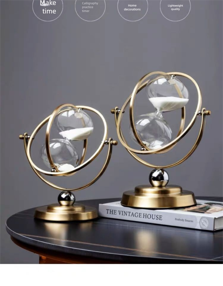 Luxuriöse, hochwertige 3D-Sanduhr aus Metall als Tischdekoration für Wohnzimmer, Weinschrank, Büro oder Zuhause_voghion.com