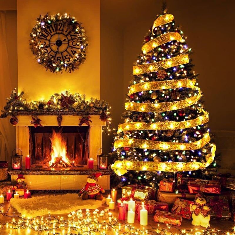 Luci a nastro natalizie a forma di stringa a led luci creative in raso luci a nastro natalizie luci decorative per albero di Natale layout atmosfera natalizia_voghion.com