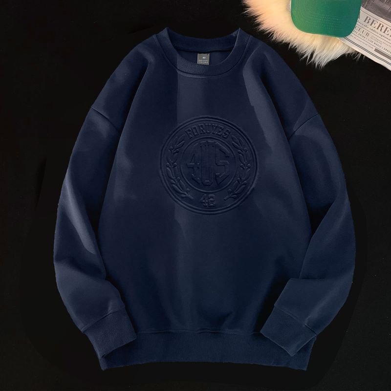 Abbigliamento maschile Felpa girocollo marchio 3D acciaio stampato lettere convesse design di nicchia coppia strada alta top retrò_voghion.com