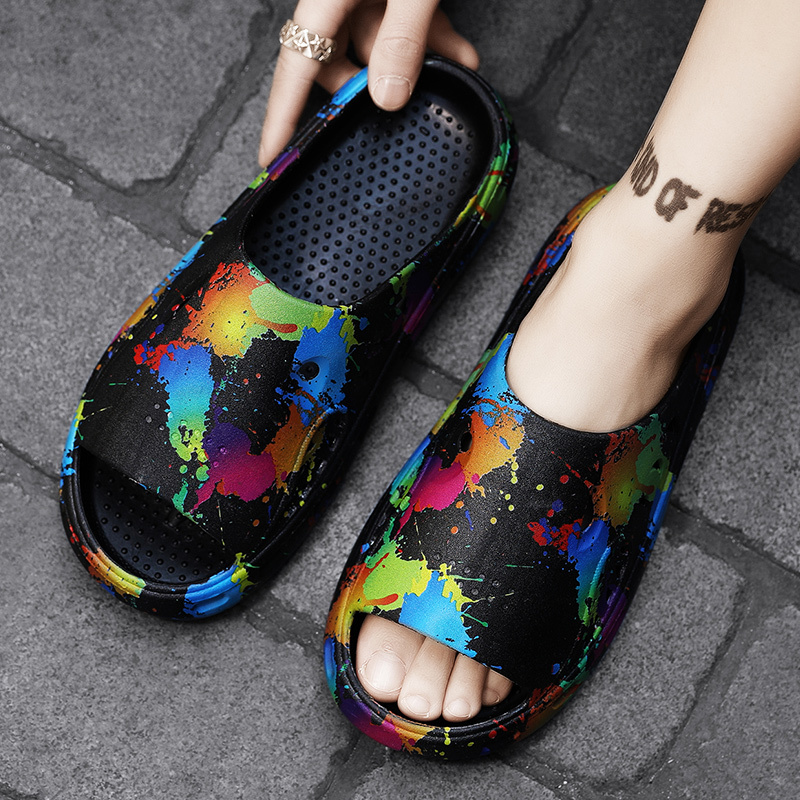 Men Slippers External Wear Sandals Open Toe Pillow Beach Slippers for Summer Soft Foam Sliders Slip Comfy_voghion.com