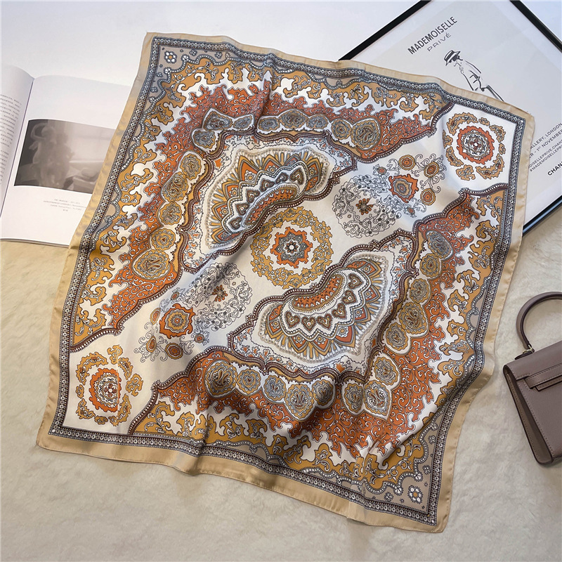 Pañuelo cuadrado pequeño occidentalizado, pañuelo de seda, pañuelo de seda de imitación para mujer, chal estampado, pañuelo de protección solar, diadema,_voghion.com