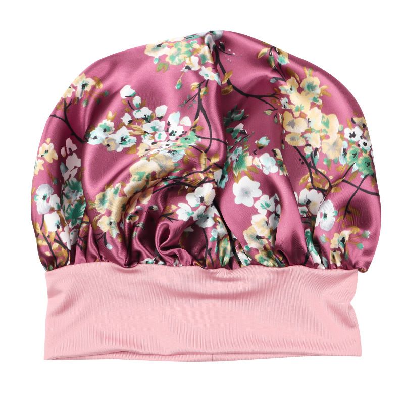 Hijab e turbante, nuovo berretto da notte in raso stampato, elastico, a tesa larga, per la cura dei capelli da donna, cappello rotondo, cuffia da strega_voghion.com