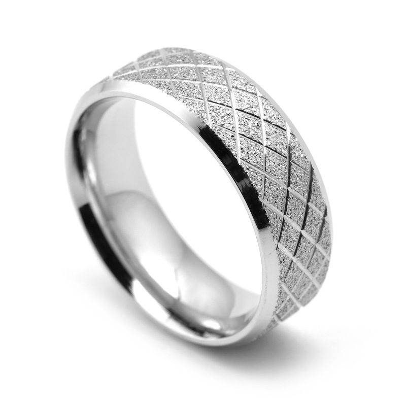 Herrenschmuck Mode Doppelschräge Mattsilberring Beliebter Handschmuck für Herren aus Titanstahl_voghion.com