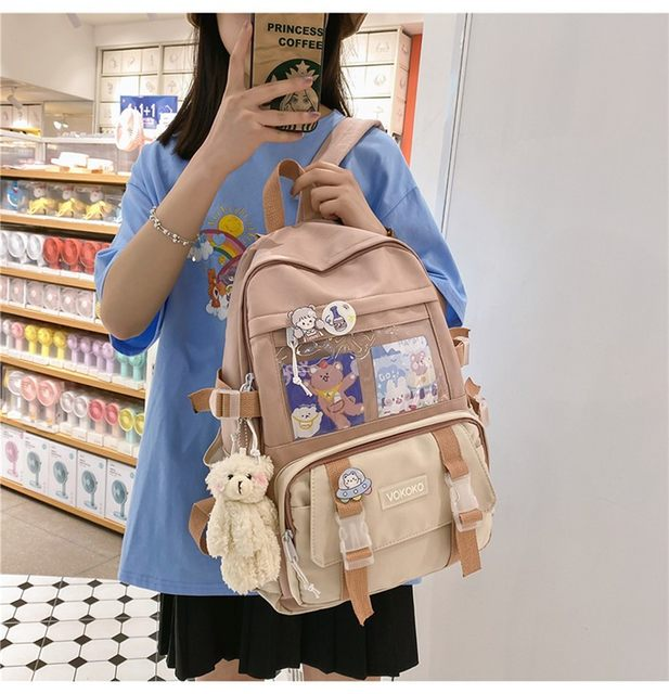 Rucsac de școală impermeabil pentru femei, model Kawaii, pentru adolescente, fete, studente, Bookbag, laptop, rucsac, drăguț, călătorie, geantă de mână_voghion.com