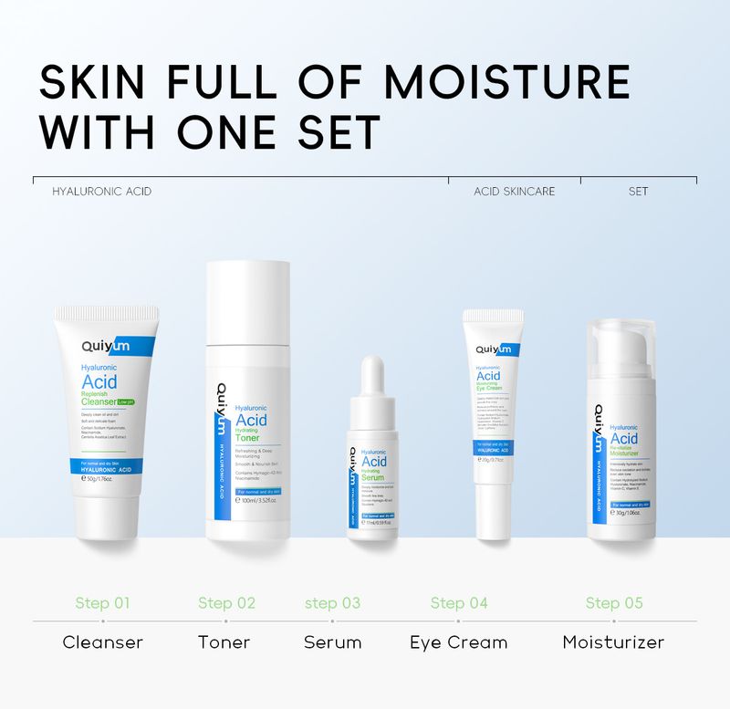 Set per la cura della pelle con acido ialuronico - Kit idratante e nutriente da 5 pezzi (approvato dalla FDA)_voghion.com