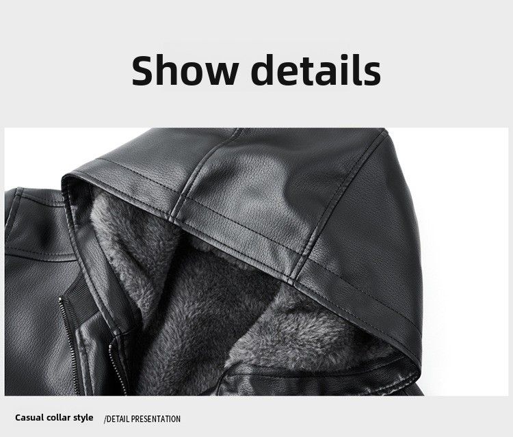 Giacca invernale da uomo Haining 2025 con cappuccio corto, casual, in pelle e pelliccia, integrata, ispessita_voghion.com