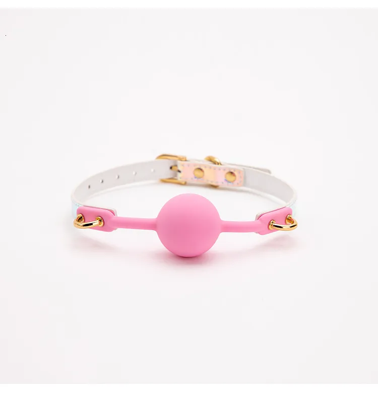 Bondage BLACKWOLF Bavaglio a sfera in silicone morbido per fissaggio orale, con cinturino in pelle PU imbottito, giocattoli sessuali per coppie, adulti_voghion.com