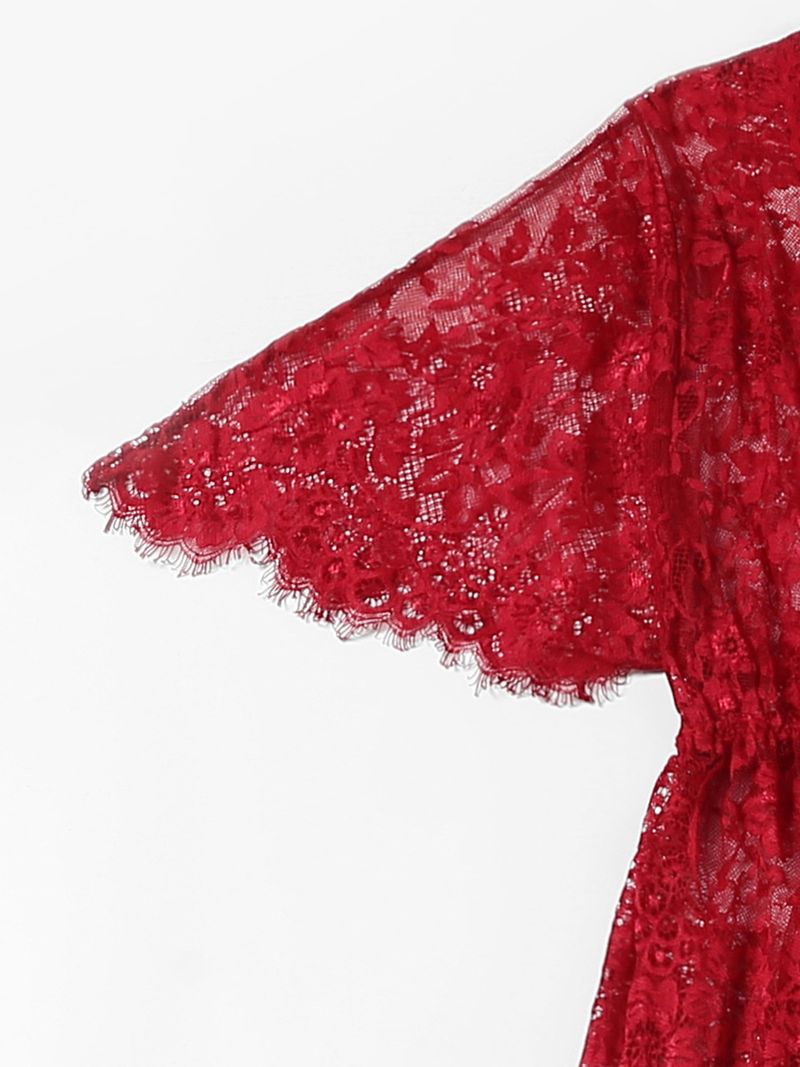 Camisón transparente de talla grande para mujer, de encaje, sexy, con abertura, largo_voghion.com
