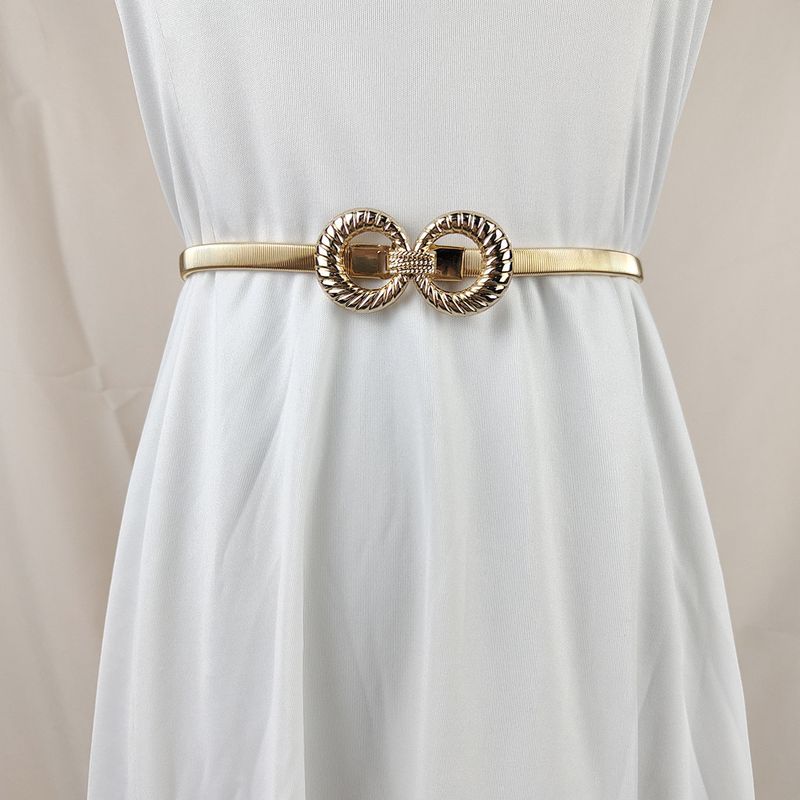 Catena elastica a molla con fibbia a doppio anello in metallo da donna per abiti e cappotti, decorazione semplice ed elegante per la vita_voghion.com