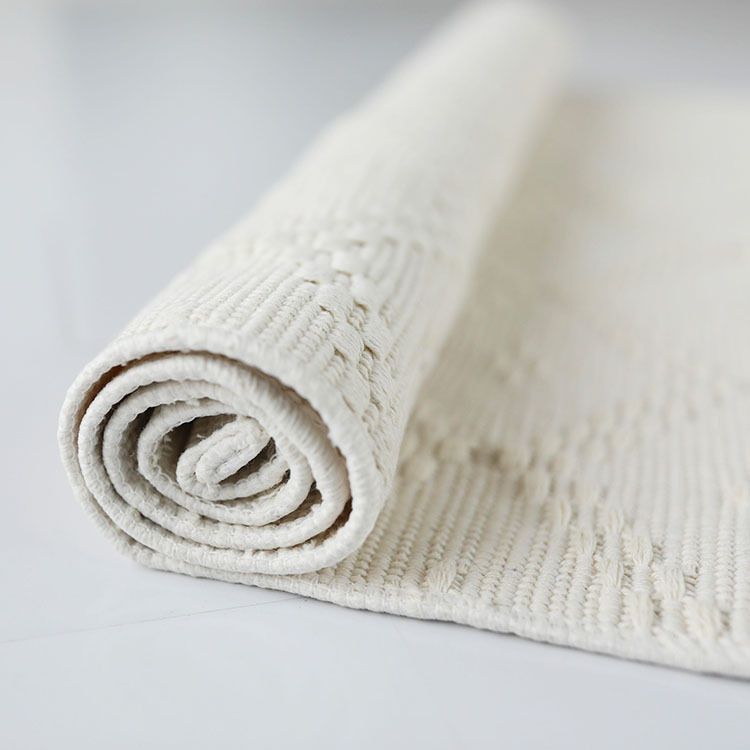 Zerbino bianco caldo per la casa, zerbino per scarpe, tessuto di cotone intrecciato, moderno e semplice, zerbino per la fine del letto_voghion.com