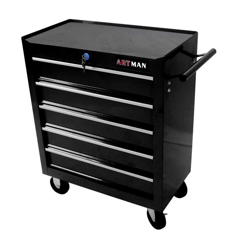 5 Drawer Tool Chest, Tool Storage Cabinet For Garage Storage With 4 Wheels And Locking System, BLACK_voghion.com