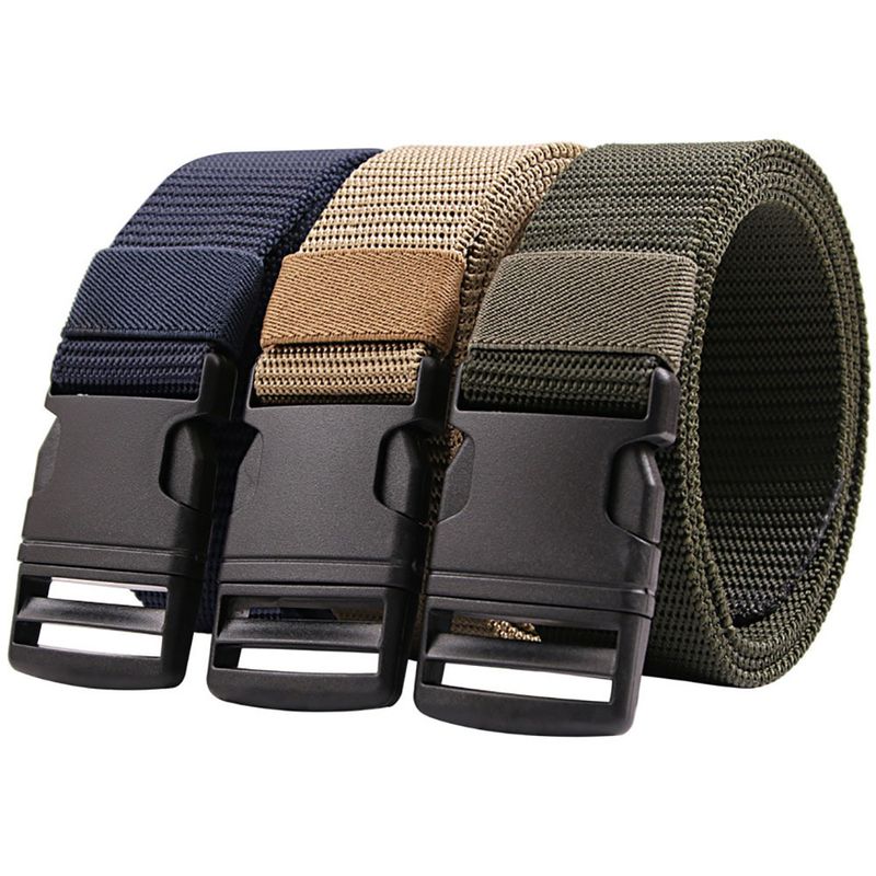 HOT Men' Fahion Nylon Canva Metal-Free Platic Buckle Military Tactical Belt Outdoor Sport Hiking Webbing Web Wait_voghion.com
