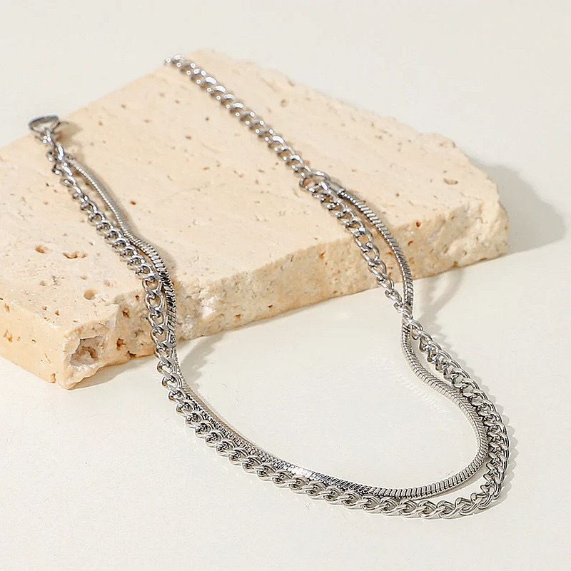 Bracciale semplice a doppio strato con catena cubana da uomo, stile cool, accessori moda e personalità_voghion.com