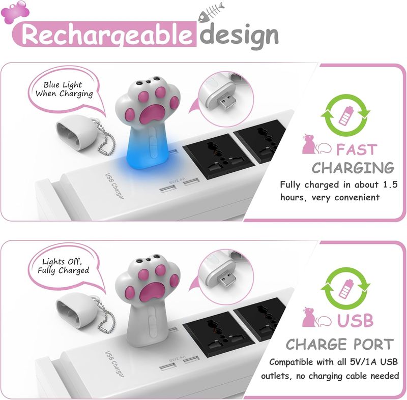 FYNIGO Interaktives Katzenspielzeug für Hauskatzen und -hunde, 7-in-1-Katzenspielzeug zum Jagen und Trainieren per USB_voghion.com