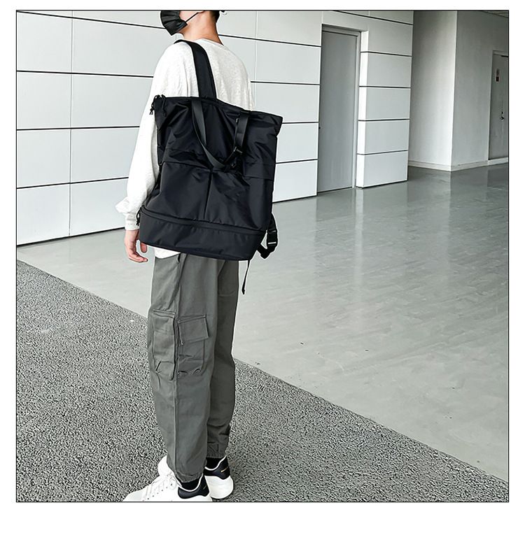 Zaino per uomini e donne Borse da trasporto per pendolari Borsa a spalla singola tinta unita Zaino in nylon antispruzzo di grande capacità Alla moda_voghion.com
