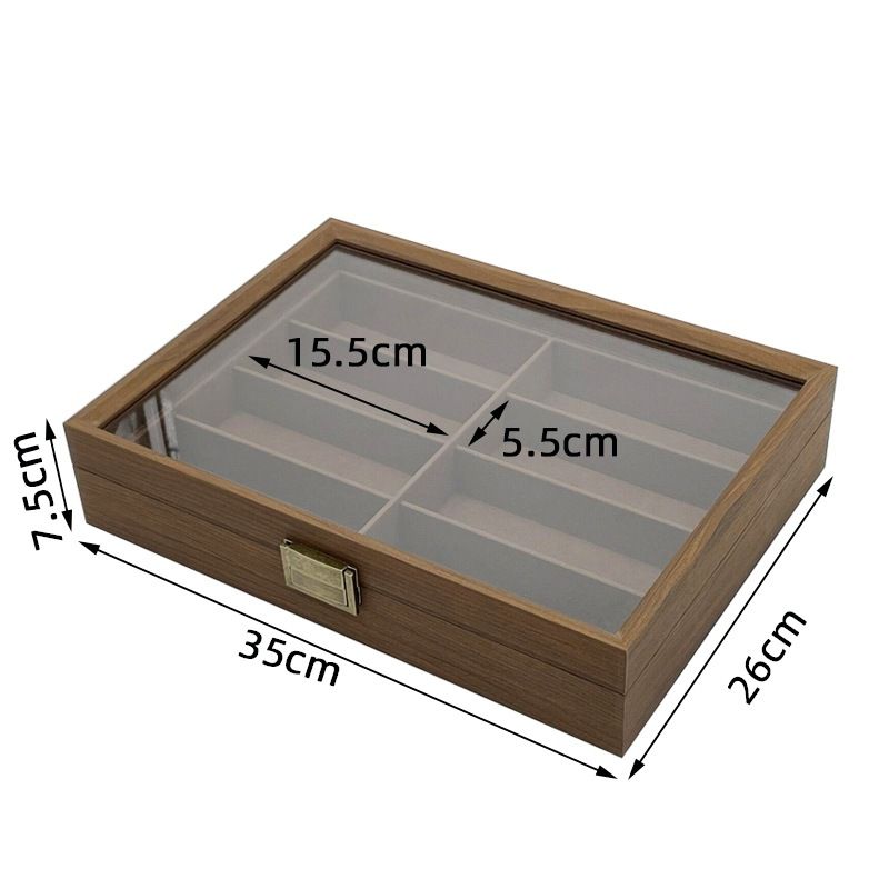 Hjem og hage Svart valnøtttre 8-bits briller Oppbevaring Collection Display Box 8 Bit Solbriller Oppbevaringsboks_voghion.com