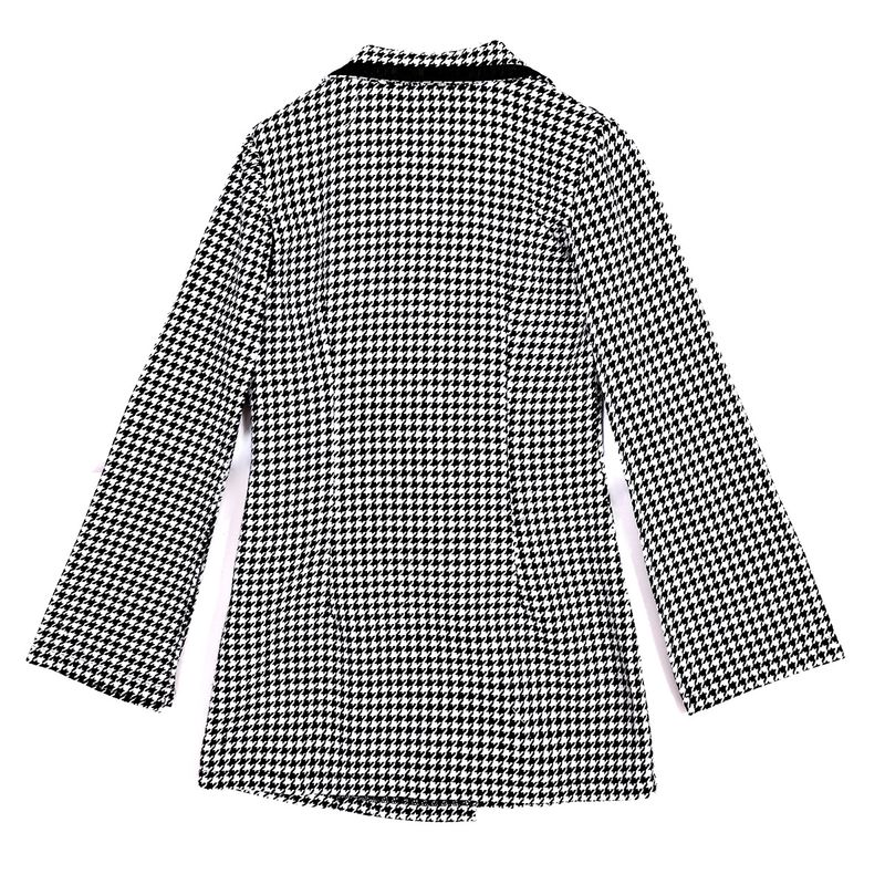 Women's Clothing houndstooth suit jacket female winter new style split long sleeve commuter temperament small suit _voghion.com