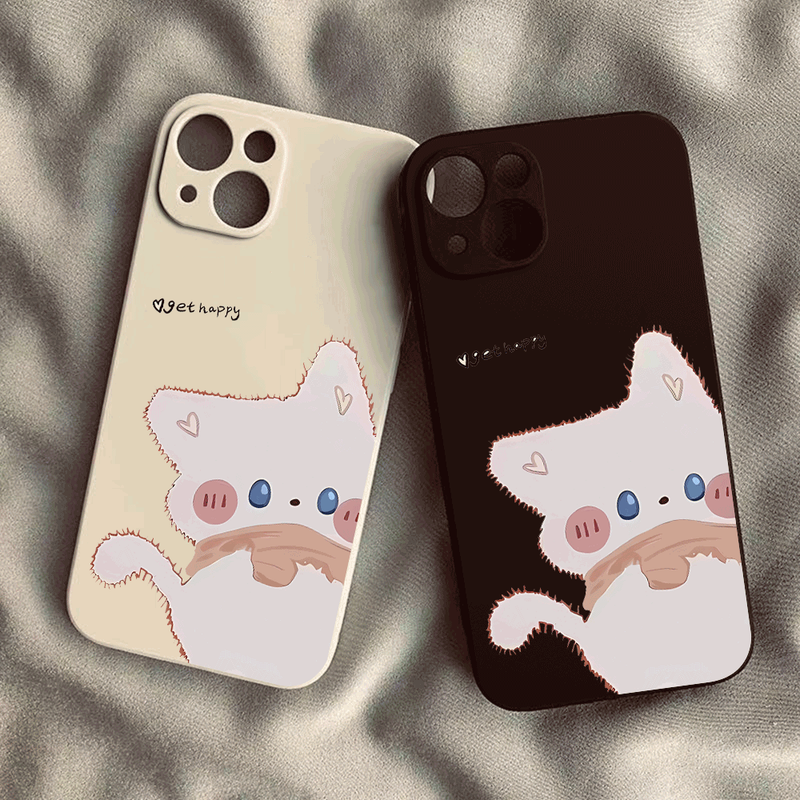 Custodia protettiva sottile in TPU per iPhone 13, 14, 15, 11, 16 Pro, 12 Mini, XS Max, in silicone con motivo a gatto._voghion.com