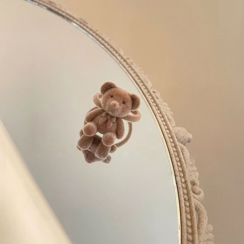 Mode schattige beer open voor vrouwen cking beren ringen meisjes verstelbare cartoon handgemaakte pluche strik vinger ring sieraden cadeau_voghion.com