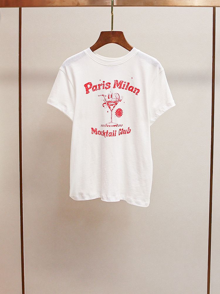 T-shirt à épaules dénudées, décontracté et polyvalent, de style coréen, de marque M, nouvelle collection printemps-été, à la mode, avec lettres imprimées et imprimé_voghion.com