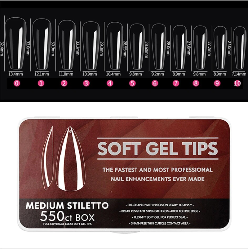 Arte Clavo Clear Medium Long Almond Nail Tips Kit Μαλακό Gel Συμβουλές Πλήρους κάλυψης Soak Off Nail Extension Gel Tips False Press on Nails_voghion.com
