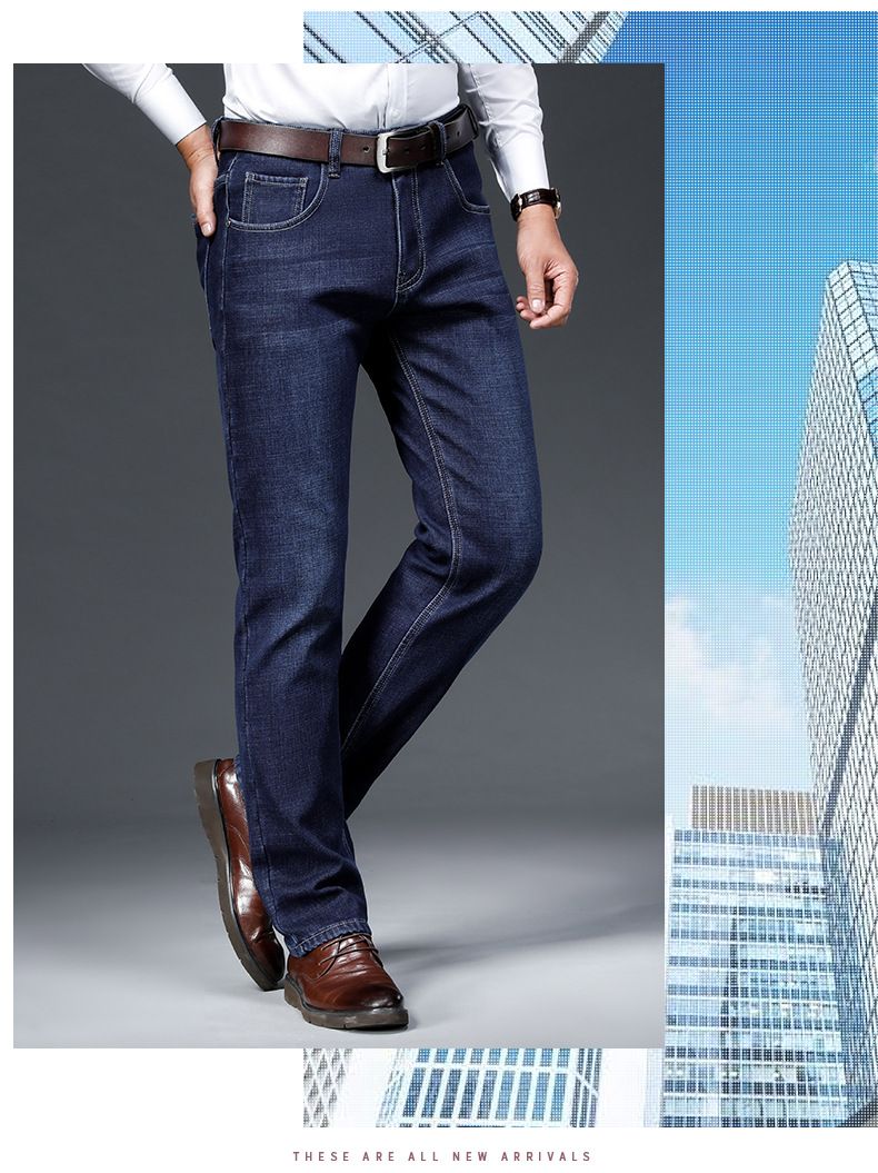 Winterweiche, dicke Business-Jeans für Herren, für junge und mittelalte Männer, locker sitzende, warme Denim-Langhosen, Business-Herrenbekleidung_voghion.com