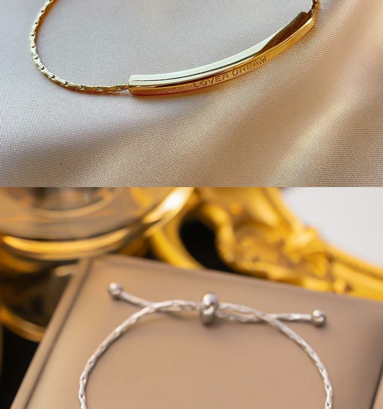 Bracciale in acciaio al titanio con lettere dorate, fatto a mano, alla moda, versatile, semplice, personalità, nicchia_voghion.com