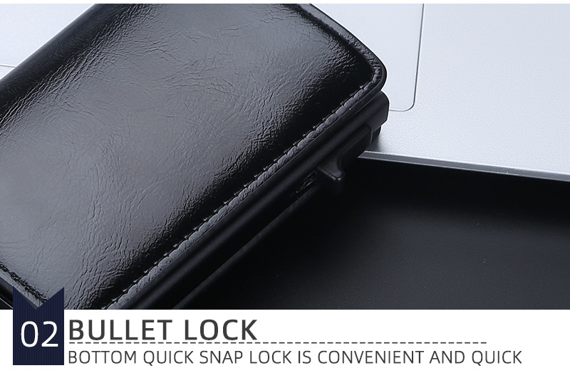 Baellerry New RFID Anti Magnetic Side Push Aluminum Box Package Oil Wax Skin Men's Card Cover_voghion.com